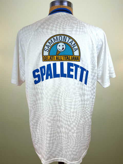 White Empoli Training jersey worn by Luciano Spalletti with 'Sammontana' branding on a mannequin against a plain background