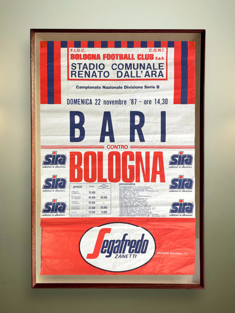 Store Memorabilia • Poster • Bologna • 1987 • Official Serie A Bologna vs Bari Poster
