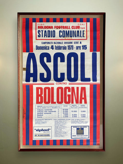 Store Memorabilia • Poster • Bologna • 1979 • Official Serie A Bologna vs Ascoli Poster
