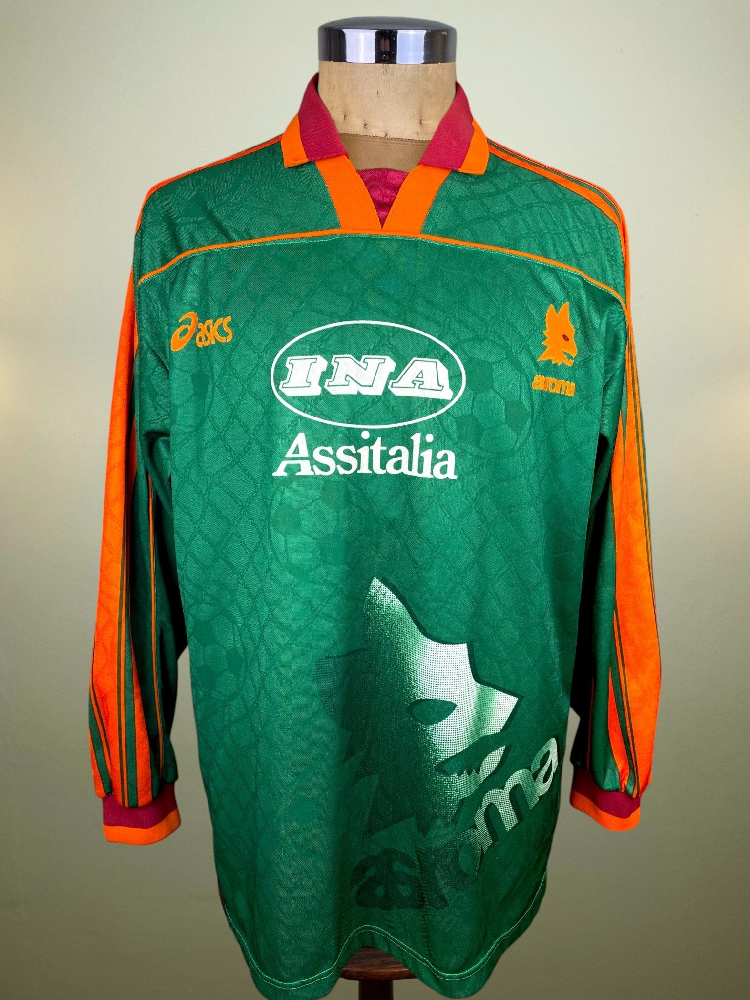 Rare Roma 1995/96 Green Third Shirt – Match-Worn Shirt UEFA Cup
