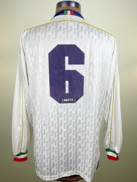 Match Shirt • National • Italia • 1995 • Nike • Away • #6 • Lorenzo Minotti • vs Ukraine • Euro 96 Qualifiers 