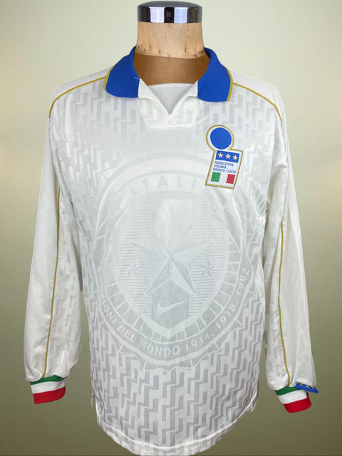 Match Shirt • National • Italia • 1995 • Nike • Away • #6 • Lorenzo Minotti • vs Ukraine • Euro 96 Qualifiers 