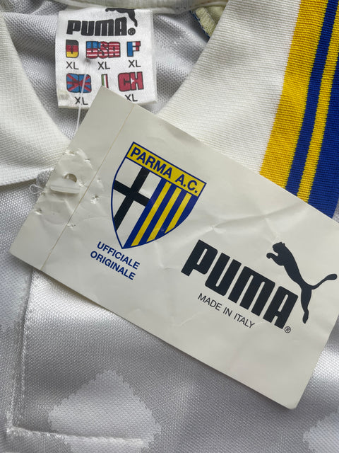 Store Shirt • Parma • 1995 • Puma • Home • Size XL • BNWT • Signed by Enrico Chiesa