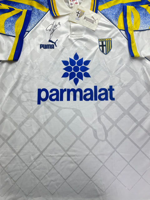 Store Shirt • Parma • 1995 • Puma • Home • Size XL • BNWT • Signed by Enrico Chiesa