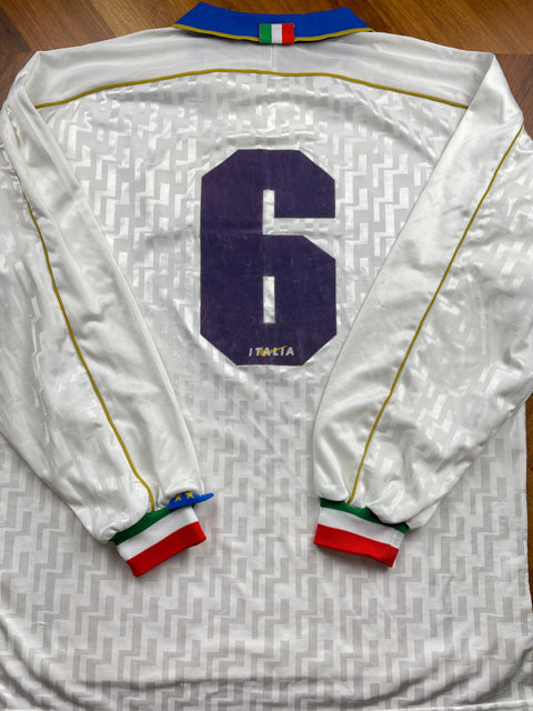 Match Shirt • National • Italia • 1995 • Nike • Away • #6 • Lorenzo Minotti • vs Ukraine • Euro 96 Qualifiers 