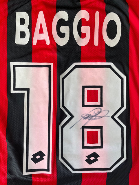 Jersey | Club | AC Milan | 1996 | Roberto Baggio | vs Monza | Signed