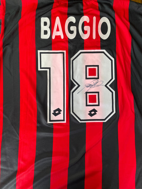 Jersey | Club | AC Milan | 1996 | Roberto Baggio | vs Monza | Signed