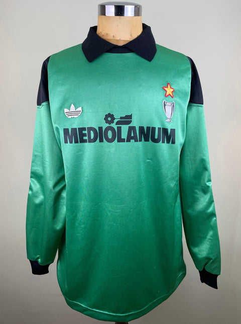 Andrea Pazzagli AC Milan Adidas Goalkeeper shirt in green with Mediolanum sponsor.