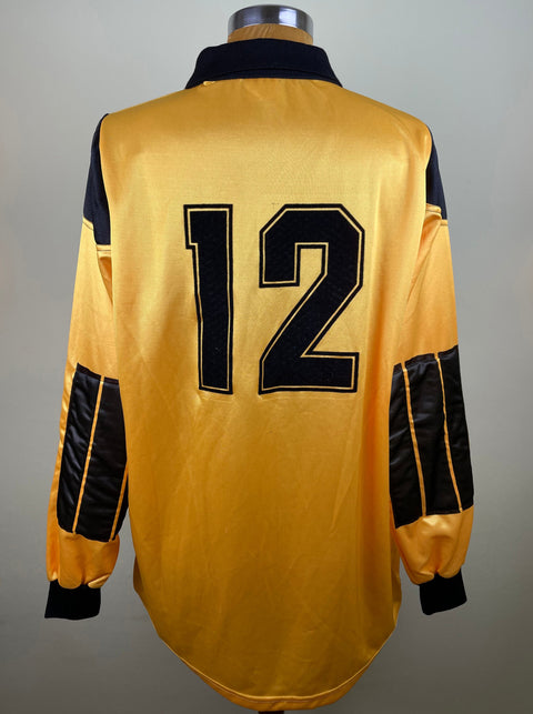 Anrea Pazzagli Match worn AC Milan long sleeved yellow goalkeeper jersey with number 12 on the back