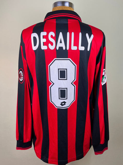 A long-sleeved red and black striped sports jersey with 'DESAILY' text on the back and the number '8'.