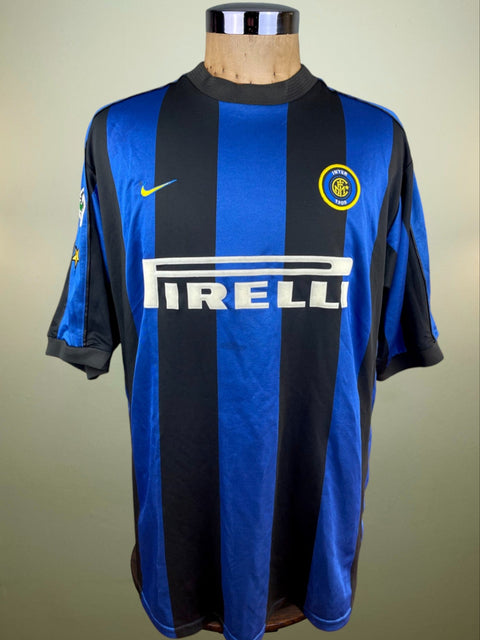 A Signed and match worn Alvaro Recoba Inter Milan 1999-00 home jersey with Pirelli sponsor on the chest and the Nike tick.