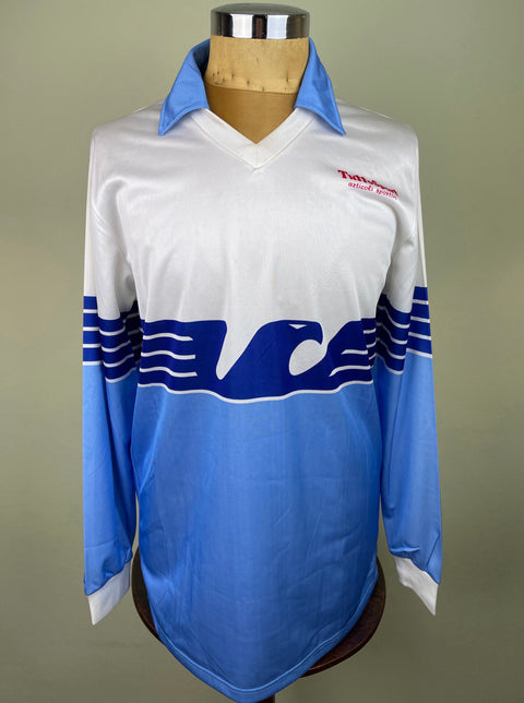 A match prepared Lazio 1986 home shirt in long sleeve made by Tuttosport with eagle on the chest.