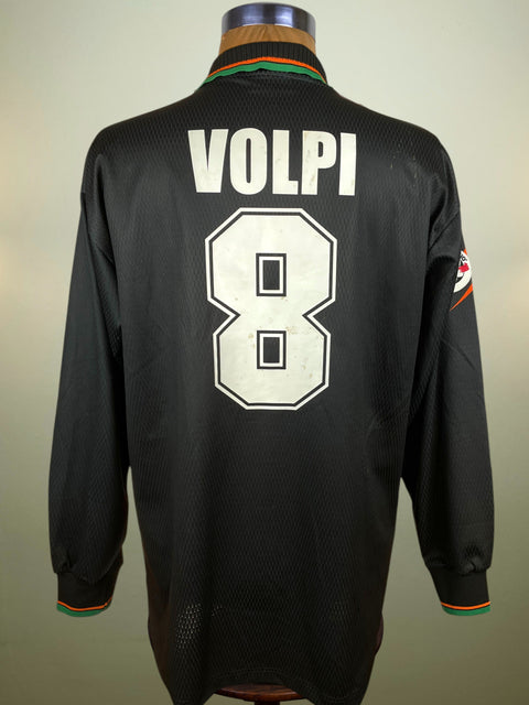 Black Venezia jersey with 'VOLPI' and number '8' on a mannequin against a gray background