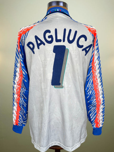 Italy World Cup 94 keeper  jersey with 'Pagliuca' and number '1' on a mannequin against a plain background