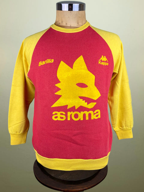 Red and yellow Kappa Training Sweatshirt with Kappa logo on a mannequin against a plain background