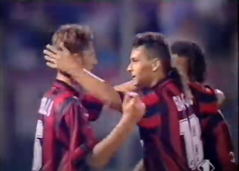 Jersey | Club | AC Milan | 1996 | Roberto Baggio | vs Monza | Signed