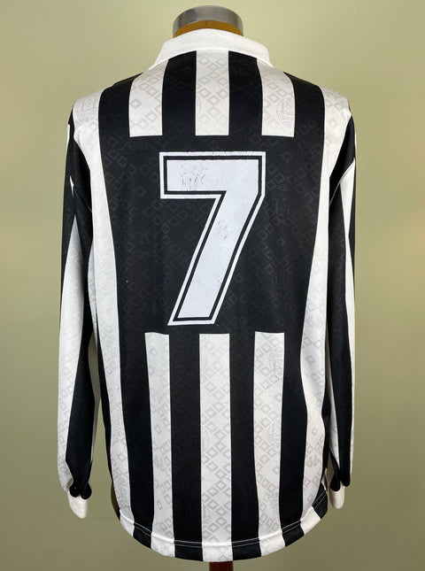 Paolo Di Canio's Juventus Home Match Shirt from the 1991 season made by Kappa with number 7 painted onto the back.