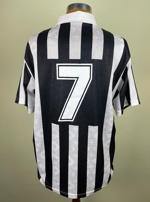 Paolo Di Canio's black and white checkered Juventus match worn 1992/93 home jersey in short sleeve with number 7 painted on the back