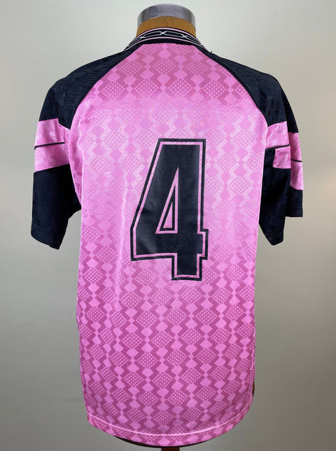 Match worn pink Fabio Liverani short sleeve Palermo home shirt from the 1994-95 season, with number 4 in light plastic. Made by ABM.