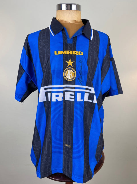 Store Shirt • Inter Milan • 1996 • Massimo Moratti • Signed • Umbro • Size XL - Calcio 90